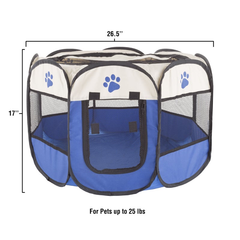 PETMAKER Pop-Up Pet Playpen - 26-Inch Indoor and Outdoor Dog Kennel with Carrying Bag - Portable Pet Enclosure for Dogs and Small Animals by PETMAKER (Blue) - Image 3